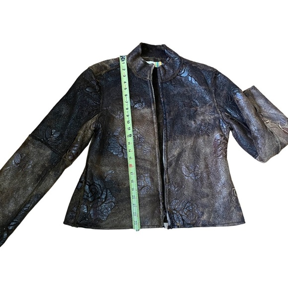 True Grit Brown Floral Rose Faux Fur Jacket Western Small L - Picture 10 of 13